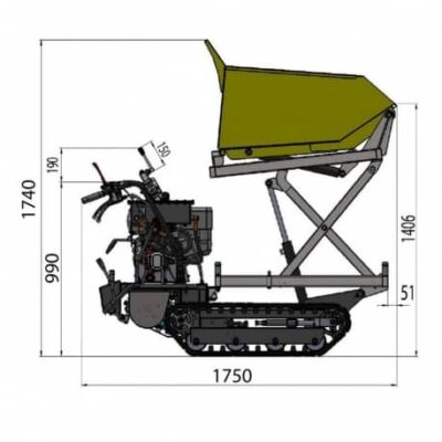 Lumag MD500HPROHT mini Rupsdumper met High-Tip kiepbak